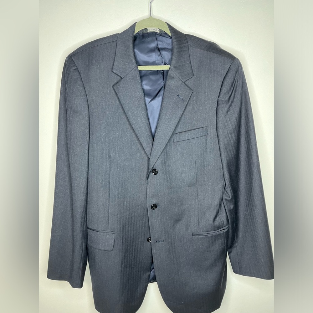 Joseph A Bank 100% WOOL Navy Blue/grey sports coat suit jacket SIZE 43